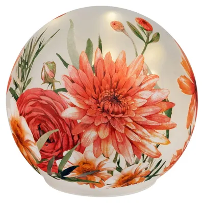 Produktbild von formano LED Deko Kugel Glas Sommerblumen 15 cm Ambientelicht mit Timer 6h/18h
