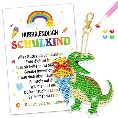 Produktbild von Bastelset Diamant Painting Schlüsselanhänger Dinosaurier für Schulanfang Jungen