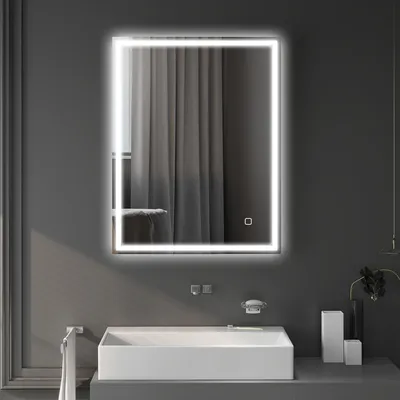 Image de Miroir de salle de bains avec éclairage, miroir mural LED anti-buée, 3 couleurs de lumière,tactile, fonction mémoire, argent | 90 x 70 cm | Verre trempé