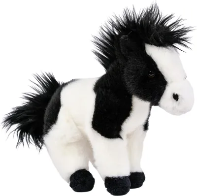 A stuffed toy horse on a white background.