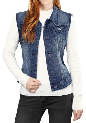 Productafbeelding van Allegra K dames vest, mouwloos, jeans, denim jas, casual jeansvest