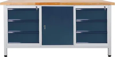 Produktbild von ADB Werkbank lichtgrau, anthrazitgrau 6 Schubladen 170,0 x 60,0 x 84,0 cm