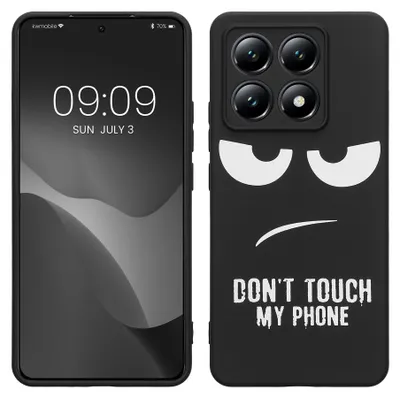 Produktbild von kwmobile Handyhülle für Xiaomi 14T Hülle - flexible TPU Silikon Schutzhülle, Soft Cover Backcover in Don't touch my Phone Weiß Schwarz
