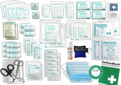 Produktbild von Komplett-Set Erste-Hilfe nach aktueller DIN/EN 13 169 PLUS 3 für Betriebe inkl. Sprühpflaster & Notfallbeatmungshilfe