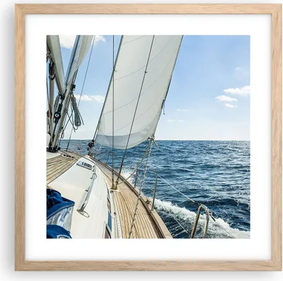 Produktbild von Gerahmtes Poster - Rahmen in heller Eiche - Meer Kreuzfahrt Segel - 40x40 cm - Wand Bild - Wanddeko - Wandbilder - Wandposter - Bilderrahmen - Bilder - Kunstdruck - Wandbild - P2NAC40x40-3647