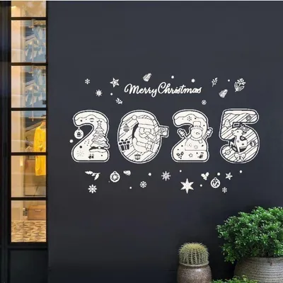 Weihnachtsaufkleber, 2025 Stück, weiß, Schneeflocke, Schneemann, Baum