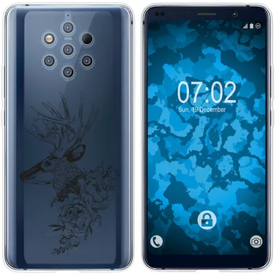 Produktbild von PhoneNatic Case kompatibel mit  Nokia 9 PureView Silikon-Hülle Floral Hirsch M7-1