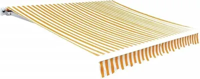 Produktbild von Markisenbespannung Terrassen-Sonnenschutz Wasserabweisend Markisestoff Markisentuch Ersatzstoff Markisevolant für Markise UV-beständig Canvas Gelb & Weiß 4x3 m (ohne Rahmen)