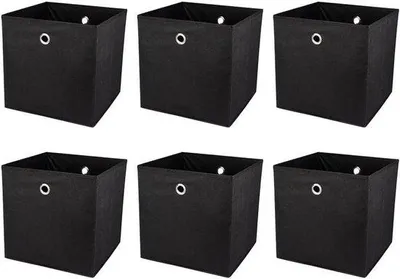 Immagine prodotto di Scatole portaoggetti pieghevoli da 30 cm, nere, set da 6 pezzi