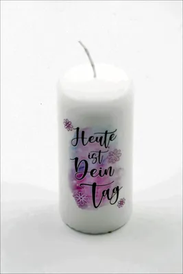 Produktbild von Stumpenkerze mit Spruch "Heute ist dein Tag" 110 x 50 mm Weiß Muttertag
