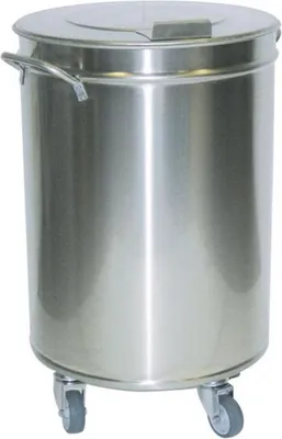 Immagine prodotto di Cestino per rifiuti KBS 460x460x685 mm 90 litri in acciaio inox con coperchio e ruote