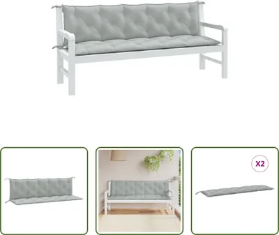 Produktbild von The Living Store Gartenbank-Auflagen 2 Stk. Melange Hellgrau 180x50x7 cm Stoff