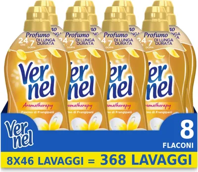 Produktbild von Vernel Aromatherapy Frangipani Charme, Weichspüler Konzentrat, Duftgefühl wie frisch gewaschen, 8 x 46 Waschgänge, insgesamt 368 Waschgänge