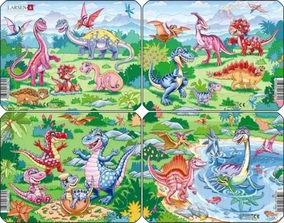 Produktbild von Puzzle mit lustigen Dinosauriern, 8 Teile - Larsen