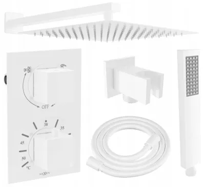 Produktbild von Mexen Cube DR02 Brausegarnitur für Unterputzmontage z Kopfbrause 30 cm, Weiß - 77502DR0230-20