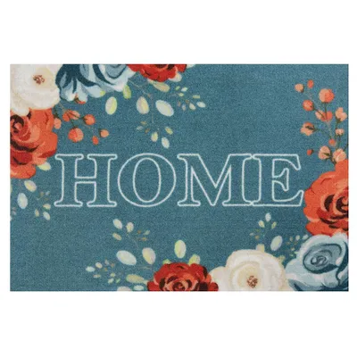 Produktbild von Design Fußmatte Schmutzfangmatte Flower Home Petrol blau Blumen 40x60 cm
