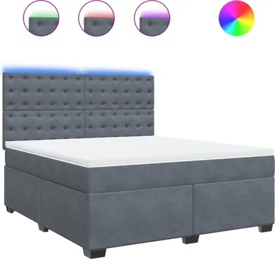 Produktbild von vidaXL Boxspringbett mit Matratze Dunkelgrau 180x200 cm Samt