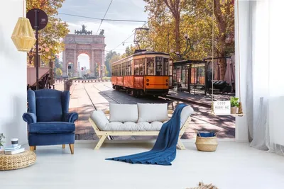 Produktbild von Vlies Fototapete VINTAGE STRAßENBAHN 375 x 250 cm (inkl. Kleister) - Vlies Tapete, Wandtapete, Wandbilder - Tapete für Wohnzimmer Schlafzimmer, Büro, Küche - Montagefertig