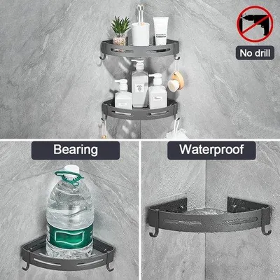 Immagine prodotto di Scaffale angolare per bagno o cucina, 22,5 x 22,5 x 4,5 cm, in legno