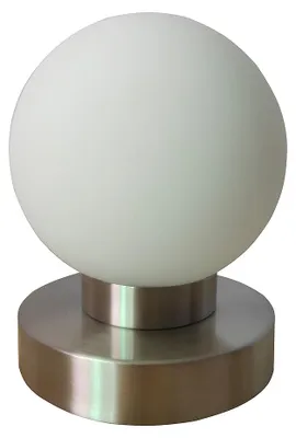Produktbild von Glas-Tisch-Leuchte MILO Nachttisch-Fensterbank-Deko-Lampe Nickel Opalglas weiß