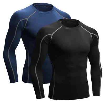 Imagen del producto de Solidchoice - Pack de 2 camisetas de compresión de manga larga para hombre