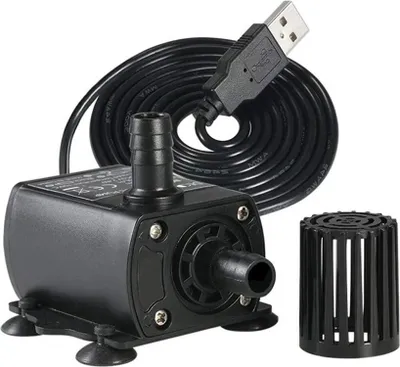Obrázek produktu pro Decdeal Mini bezkartáčové stejnosměrné obojživelné čerpadlo, DC 5V 4,8W USB vodní čerpadlo, 300L/H, ultra tiché ponorné vodní čerpadlo s funkcí regulace průtoku pro zahradní jezírko akvárium solární fontánu bazén