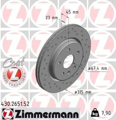 Produktbild von 2x ZIMMERMANN Bremsscheibe 430.2651.52 für OPEL INSIGNIA Caravan INSIGNIA CC