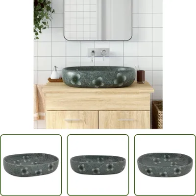 Produktbild von The Living Store Aufsatzwaschbecken Blau Oval 59x40x14 cm Keramik