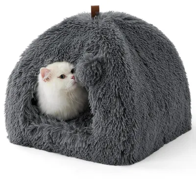 Immagine prodotto di Cuccia in peluche per gatti, modello "Katzenhöhle", adatta per interni, dimensioni 40x40 cm, colore grigio scuro