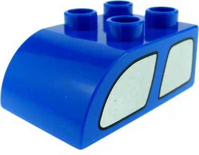 Produktbild von 1x Lego Duplo Dach Bau Stein 2x3 blau Fenster schräg abgerundet 2302pb04
