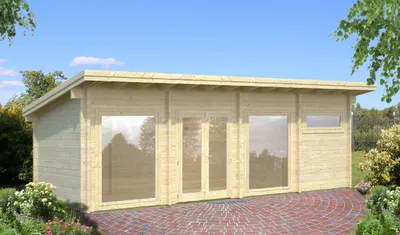 Produktbild von Gartenhaus Palmako Heidi 22,8 m² inkl. Fußboden 885 x 400 cm natur