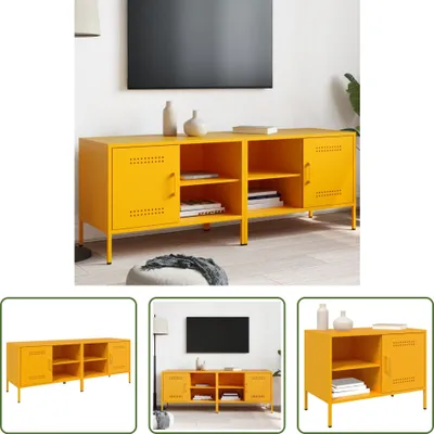 Produktbild von The Living Store TV-Schränke 2 Stk. Senfgelb 68x39x50,5 cm Stahl