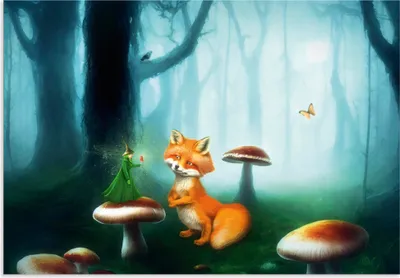 Produktbild von ARTland Wandbild Alu für Innen & Outdoor Begegnung im Wald Größe: 130x90 cm