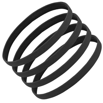 Produktbild von Schweißband Stirnband Haarband - Antirutsch - Silikon-Grip - 4 Stück, Schwarz und Grau