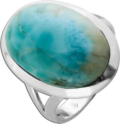 Produktbild von Larimar Ring Silber 925 blauer Natur Edelstein 10ct 18
