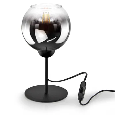 Produktbild von LUXOLAR Led Tischleuchte mit Schalter - Transparent-Graphit Glas Schreibtischlampe E27, 60W - Nachtlampe für Schlafzimmer