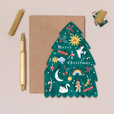 Produktbild von Klappkarte Christmas Tree Christmas Card, Farbe:grün