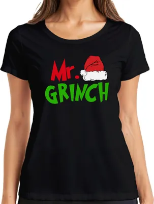 Obrázek produktu pro Pan Grinch Rodina Páry Muž Partner Oblečení - Vánoce Xmas Dámské tričko, černá, XXL