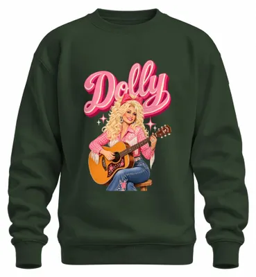 Produktbild von Dolly Parton Country Musik Sängerin Gitarre Cowgirl Western Sweatshirt Pullover, Flaschengrün, S