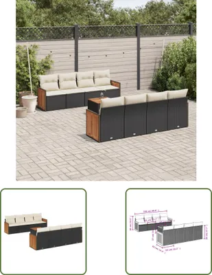 Produktbild von The Living Store 9-tlg. Garten-Sofagarnitur mit Kissen Schwarz Poly Rattan