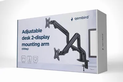 Obrázek produktu pro Gembird MA-DA2-02 Nastavitelný montážní ramena pro 2 monitory (naklápěcí), 17"-32", do 8 kg