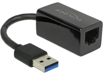 Produktbild von DeLOCK 65903, USB Typ-A, IEEE 802.1Q, IEEE 802.3az, IEEE 802.3x, Schwarz, 1 Gbit/s, Aktivität, Leistung, Windows 10, Windows 7, Windows 8, Windows 8.1