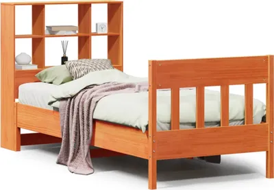 Produktbild von vidaXL Massivholzbett ohne Matratze Wachsbraun 100x200 Kiefernholz
