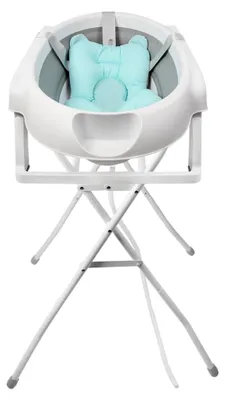 Produktbild von Faltbare Babybadewanne mit Badekissen und Ablauf, geeignet für Babys von 0 bis 36 Monaten (Grau)