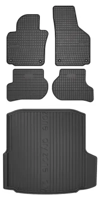 Productafbeelding van Rubberen automatten + kofferbakmat voor Skoda Octavia II 2004-2013 (sedan) – 5-delig, zwart, op maat – Wielganizator SolidPRO
