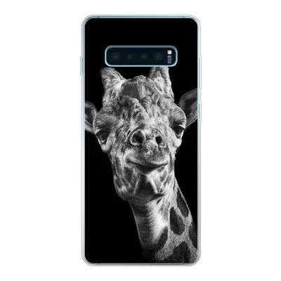 Produktbild von MuchoWow® Handyhülle Schutzhülle Hülle für Samsung Galaxy S10 Plus Giraffe vor schwarzem Hintergrund in schwarz und weiß Silikon Softcase Handy Hülle - Schutzhülle