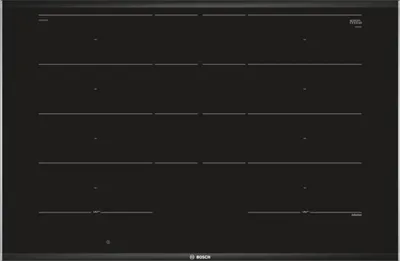 A top-down view of a black induction cooktop.