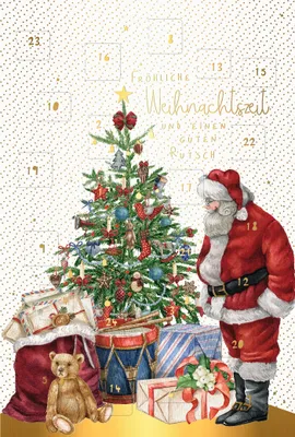 Produktbild von Adventskalenderkarte mit Briefumschlag Weihnachtsmann Geschenke unterm Weihnachtsbaum Fröhliche Weihnachtszeit