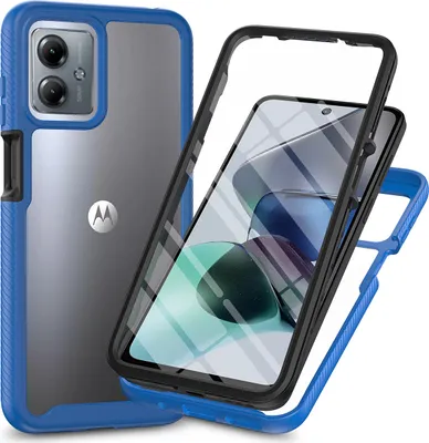 Immagine prodotto di Custodia per Motorola Moto G54, paraurti con protezione dello schermo incorporata Custodia protettiva a 360° blu navy