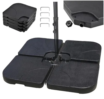 Produktbild von Relaxdays Schirmgewichte Bodenkreuz, 4er Set, befüllbar mit Sand & Wasser, 50 x 50 cm, Ampelschirm Beschwerer, schwarz